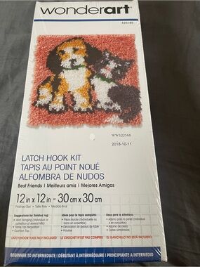 WonderArt Latch Hook Kit - Dog & Cat Design in Orange, White, Black
